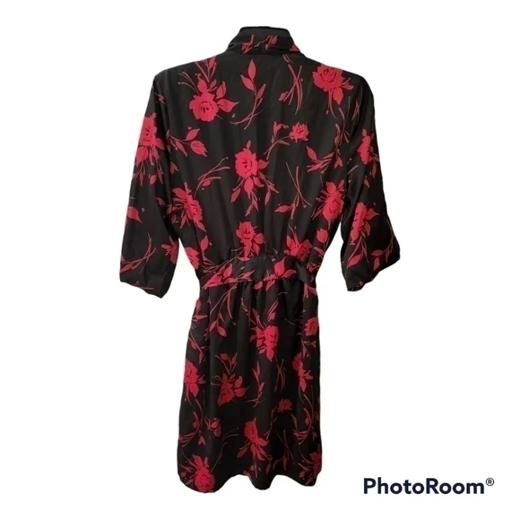 Nottibianche Robe SIZE Small Black & Red Floral EUC - Picture 4 of 13